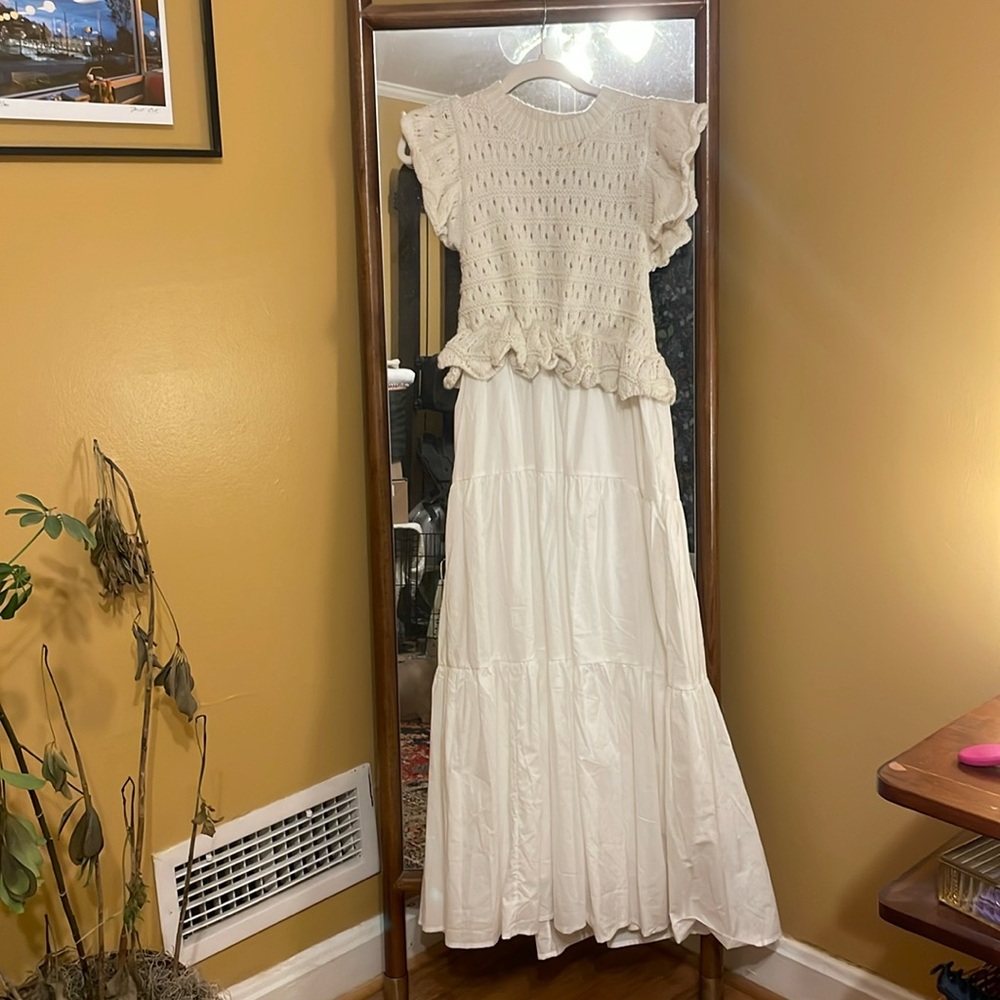 White backless sweater dress